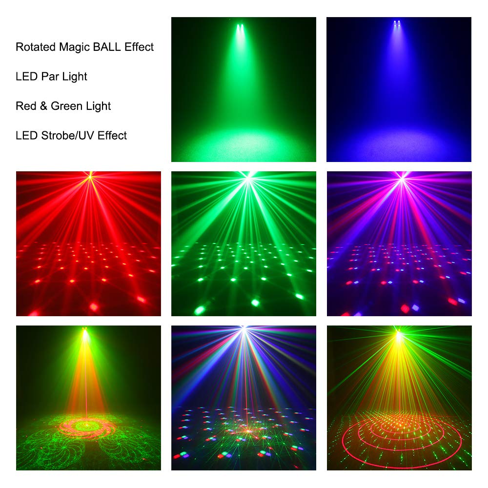 Stage Lights DJ Lights, WorldLite LED Effect Light 5 in 1 with Magic Ball, LED Par Pattern Lights and LED Strobe/UV, Great for Stage & DJ Lighting, Wedding Church Club Disco Party Lighting