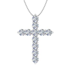 finerock 2 carat diamond cross pendant necklace in 14k white gold (silver chain included)