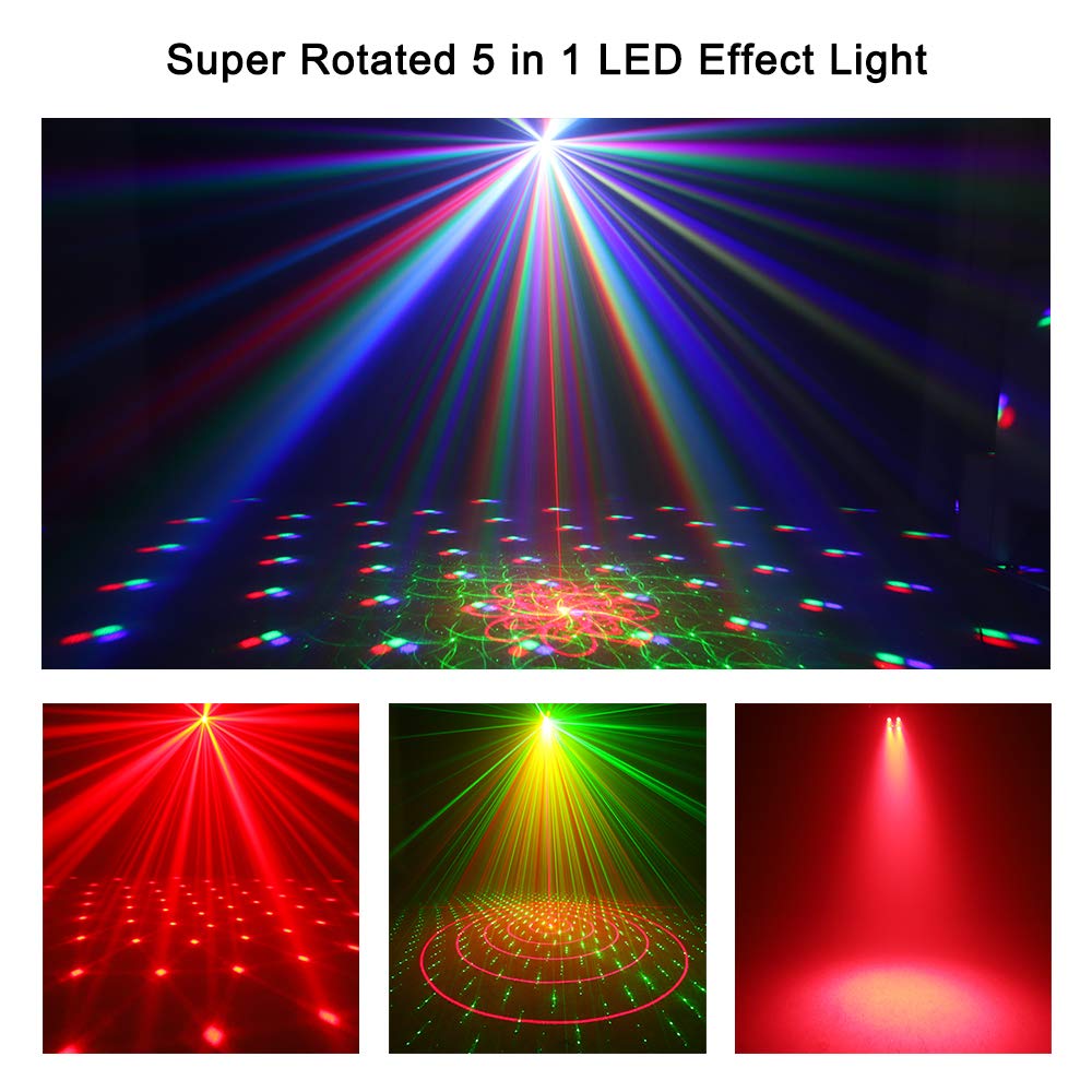 Stage Lights DJ Lights, WorldLite LED Effect Light 5 in 1 with Magic Ball, LED Par Pattern Lights and LED Strobe/UV, Great for Stage & DJ Lighting, Wedding Church Club Disco Party Lighting