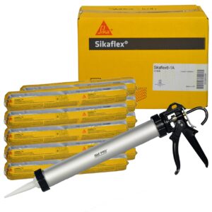 awf pro sikaflex 1a kit - one component, flexible, non sag, polyurethane concrete and masonry sealant for vertical and horizontal surfaces, sikaflex 1a 20 oz sausage white (10), caulking gun