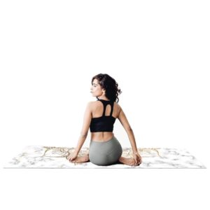 Shakti Warrior Lotus yoga mat - Premium Printed Natural Eco-friendly Non-Slip Mat Great for Hot Yoga, Pilates, Workouts (72 inch x 24 inch x 3mm thick)