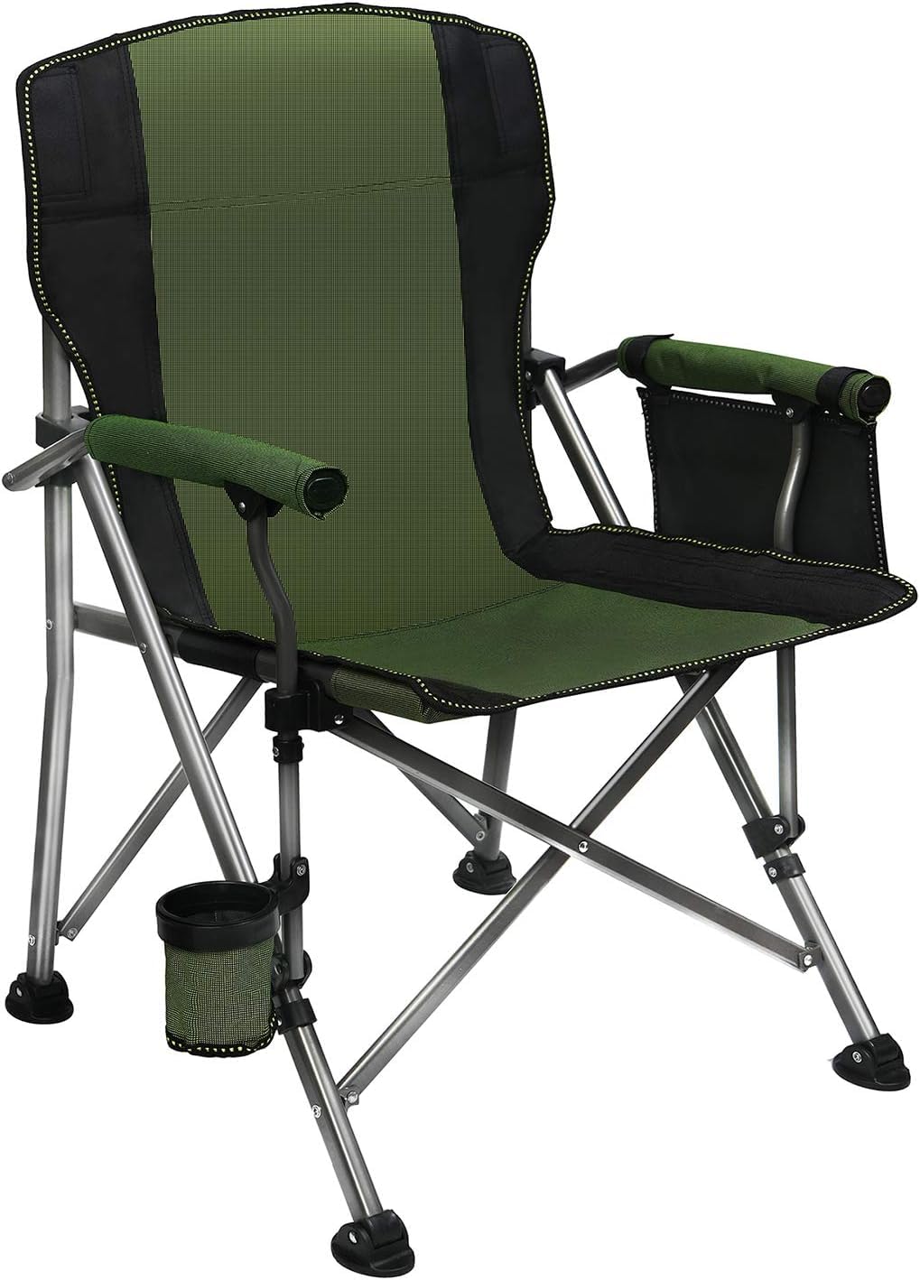 LEADALLWAY Camping Chairs for Heavy People Oversized Outdoor Chairs with Cup Holder and Storage Bag