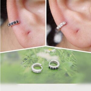 CZ Tiny Small Hoop Earring for Women 925 Sterling Silver Micro Huggie Hoops Upper Hole Ear Cuff Cartilage Hypoallergenic Fashion Mini Crystal Jewelry 4.5mm