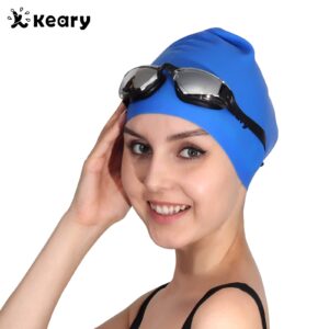 Keary Swim Goggles Pack of 2 Anti-Fog Swimming Goggles for Adults Women Men Youth Junior, No Leaking UV Protection Waterproof Mirrored Lens Triathlon Pool Goggles with 3 Size Nose Pieces & Earplugs