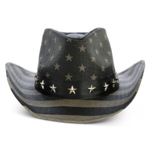 Zodaca USA Straw American Flag Cowboy Hat for Men, Women, Looks Vintage Cowgirl Hat for Costume Party (Adult Size)