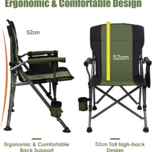 LEADALLWAY Camping Chairs for Heavy People Oversized Outdoor Chairs with Cup Holder and Storage Bag