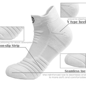 MAAMPU 6 Pairs Running Socks/Hiking Cushion Socks,Breathable Athletic Socks Thick Cushion Socks-White（short）-Medium