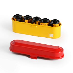 KODAK Film Case - for 5 Rolls of 35mm Films - Compact, Retro Steel Case to Sort and Safeguard Film Rolls (Red) (Film is not Included)