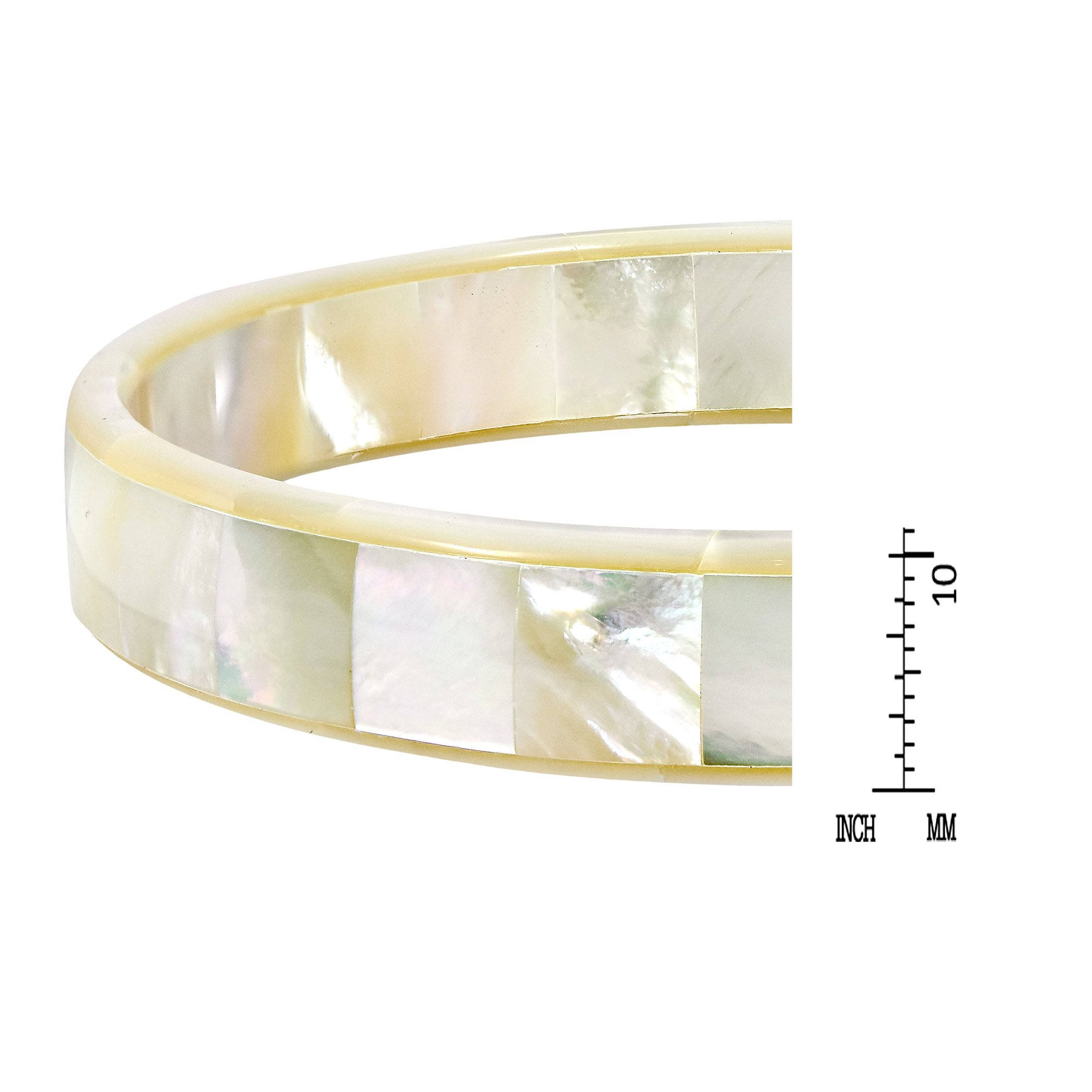 AeraVida Tropical & Stylish White Mother of Pearl Mosaic Bangle Bracelet | 8 Inch | Tropical Bracelets for Women | White Mother of Pearl Bracelet