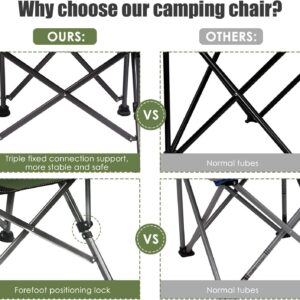 LEADALLWAY Camping Chairs for Heavy People Oversized Outdoor Chairs with Cup Holder and Storage Bag