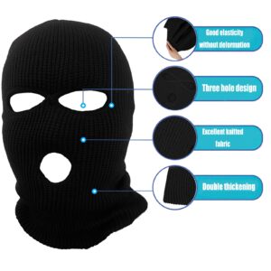 3-Hole Knitted Face Mask Balaclava Knitted Ski Mask Winter Face Mask M Black