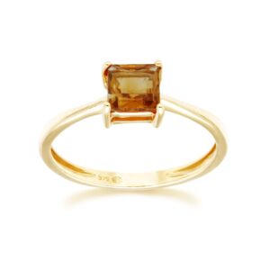 Ivy Gems Yellow Gold 10K Princess Square Cut Citrine 5 mm Stacking Anniversary Ring Contemporary Design for Women November Birthstone Size 8