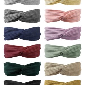 Knotted Headbands for Women and Girls, Head Bands No Slip Fashion for Women and Girls, 12 Pcs Headbands for Girls with 12 Colors