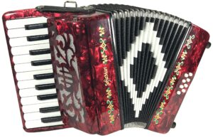 sofiamari sm2208 mini traveler accordion package including a backpack gig bag and shoulder straps (red pearl)