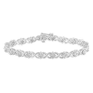 Fifth and Fine 1/2 Carat tw Natural Diamond XO Tennis Bracelet in 925 Sterling Silver