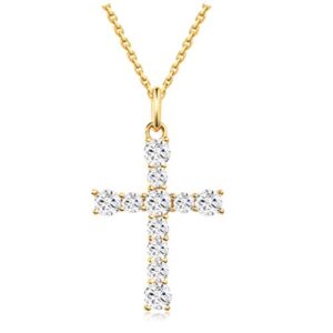 S.Leaf Cross Necklace for Women Gold Diamond Cross Necklaces for Women Sterling Silver Cross Pendant Necklaces for Women Birthday Anniversary