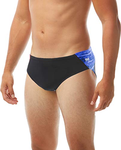 TYR Men's Castaway Racer Swimsuit, Blue - 36