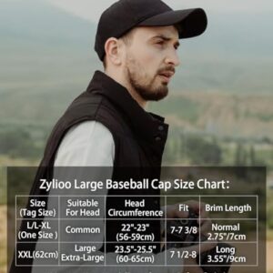 Zylioo Oversize XXL 100% Cotton Baseball Cap,Large Hat for Big Heads 23.5"-25.5",Adjustable Low Profile Blank Dad Cap