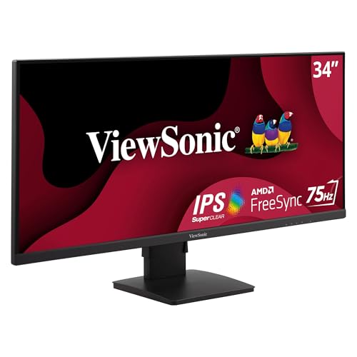 ViewSonic VA3456-MHDJ 34 Inch 21:9 UltraWide WQHD 1440p IPS Monitor with Ultra-Thin Bezels, Ergonomics Design, HDMI, and DisplayPort Inputs for Home and Office