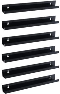 sooyee 6 pack book shelves,15 inch floating shelf display shelf,acrylic shelves for wall,reading nook,funko pop display case,corner floating shelves black