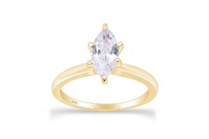 solitaire engagement ring for women, 8x4mm marquise cut cubic zirconia wedding ring in 14k yellow gold over sterling silver jewelry gift for her (0.50 to 1.00 ct), ring size 8