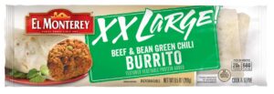 el monterey xx large beef and bean green chili burrito, 9.5 ounce -- 12 per case.