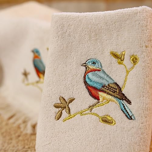 Avanti Linens - 3pc Towel Set, Soft & Absorbent, Nature Bathroom Decor (Gilded Birds Collection)