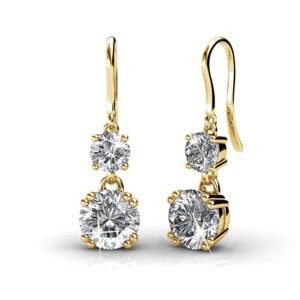 cate & chloe kadence 18k yellow gold plated dangle earrings | women's drop & dangle earrings with crystals, dangling silver earrings for women, hypoallergenic earring set, jewelry gift for her