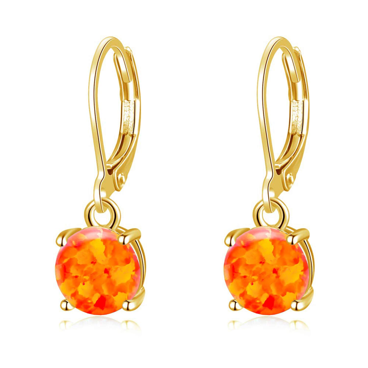 CiNily Gold Plated Dangle Earrings for Women Ladies Leverback Yellow Opal Drop Earrings