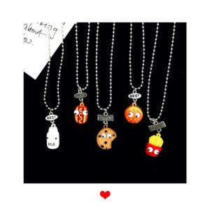 Caiyao 3-5Pcs Best Friends Forever Friendship Necklaces Cute Resin Colorful Doughnut Necklace Set French Fries Hot Dog Bread Hamburger Pendant Necklace BFF Jewelry for Women Gifts-B 5pcs