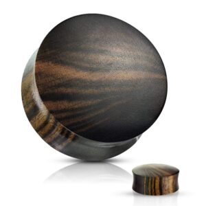 Pierced Owl Striped Ebony Wood Convex Saddle Plug Gauges, Sold as a Pair (22mm (7/8"))