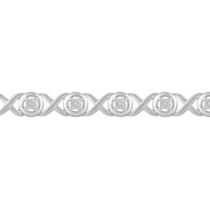 Fifth and Fine 1/6 Carat tw Natural Diamond XO Tennis Bracelet in 925 Sterling Silver