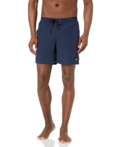 quiksilver mens solid elastic waist volley boardshort swim trunk bathing suit board shorts, navy blazer, medium us