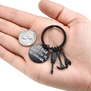 Top Plaza Christmas Gifts for Dad from Daughter Son Father’s Day Birthday Gifts Black Dad Keychain Keyrings If Dad Can’t Fix It, No One Can Dad Presents