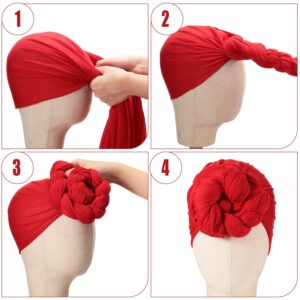 9 Pieces Stretch Head Wraps in 9 Colors Scarf Women African Turban Long Hair Scarf Soft Hair Band for Women Tie Head Scarves