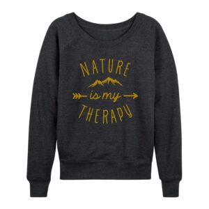 Instant Message - Nature Is My Therapy - Ladies French Terry Pullover - Size 4X Heather Charcoal