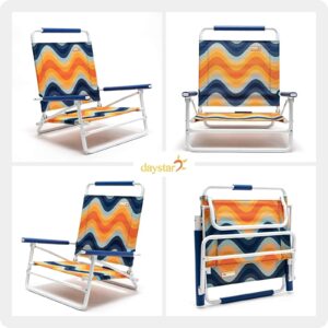 SunnyFeel Low Folding Beach Chair Lightweight, Portable Sand Chair for Adults Heavy Duty 225 LBS, Foldable Camping Chair for Camp/Lawn/Outdoor/Travel/Picnic/Concert