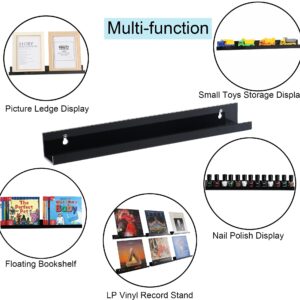 Sooyee 6 Pack Book Shelves,15 Inch Floating Shelf Display Shelf,Acrylic Shelves for Wall,Reading Nook,Funko Pop Display Case,Corner Floating Shelves Black