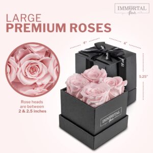 Immortal Fleur Preserved Roses In A Box, Preserved Flowers, Forever Roses Box, Mom Birthday Gifts, Flowers for Delivery Prime Birthday, Valentines Day Flowers for Wife, Pink 4