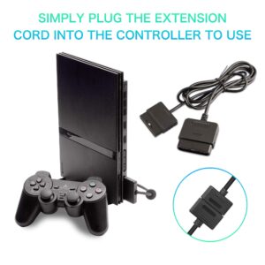 Xahpower 2Pack 6Ft Controller Extension Cable for PS2, 1.8m Controller Extension for Sony PlayStation 2 PS2 Game Console