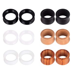 stuppendux 6pairs wood silicone ear plugs tunnels expander hanger gauges earrings stretching body piercings jewelry gauges for women men 1/2"(12mm)