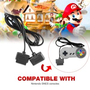 Xahpower 2Pack 6ft SNES Controller Extension Cable for Retro-Bit SNES Super Nintendo Entertainment System Console