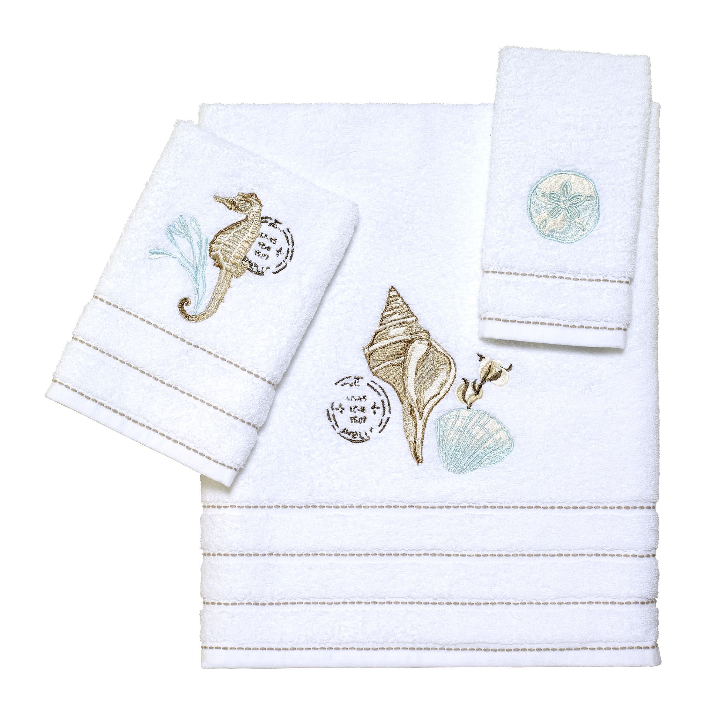 Avanti Linens - 3pc Towel Set, Soft & Absorbent Cotton, Farmhouse Inspired Bathroom Decor (Farmhouse Shell Collection)