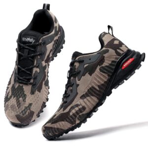 Kricely Men's Trail Running Shoes Fashion Hiking Sneakers for Men Camo Tennis Cross Training Shoe Mens Casual Outdoor Walking Footwear Size 9