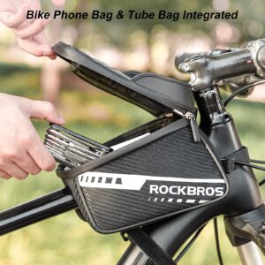 ROCKBROS Bike Phone Front Frame Bag Top Tube Bike Bag Bicycle Handlebar Bag Cell Phone Holder Mount Bag Cycling Accessories Storage Pouch for Phone 11 12 Pro XS Max XR Below 7.2”