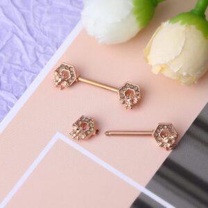 Melighting Dainty Bee Nipple Rings 14G Surgical Steel 316L 2pcs Nipple Barbell CZ Nipple Piercing Jewelry Nipple Ring for Women Body Piercing Jewelry 14mm