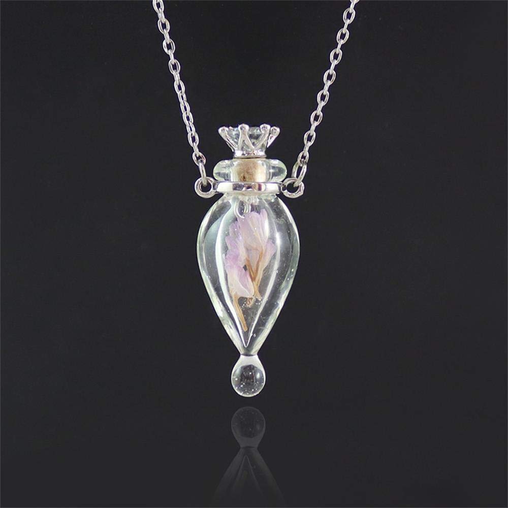 1PC Clear Tear Drop Vial Essential Oil Pendant Murano Glass Perfume Necklaces Blood vial bottle necklace for women