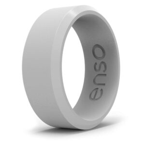 enso rings bevel classic silicone wedding ring – hypoallergenic unisex wedding band – comfortable band for active lifestyle – 8mm wide, 2.16mm thick misty grey: 8