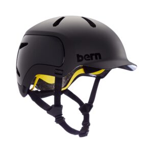 Bern Watts 2.0 Adult Bike Helmet, Brim Style, Multisport Certified, MIPS Rotational Impact Protection, Compass Dial-Adjusted Fit, for Biking, Skating, Boarding (Matte Sand, Small)