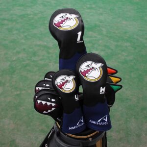 AIMSHARK Mark Golf Head Covers/Driver Cover/Fairway Wood Cover/Utility Cover (Mark U/W Cover Black)